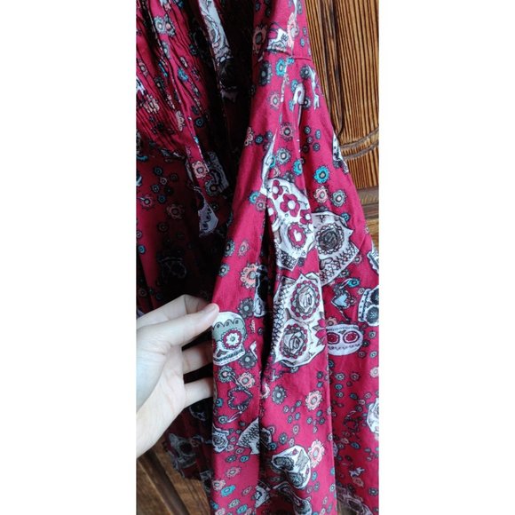 Hell Bunny Sugar Skull Burgundy Dress - Picture 5 of 5